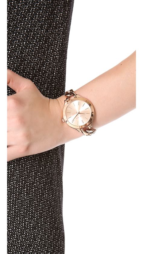 michael kors slim runway twist watch rose gold|michael kors oversized boyfriend watch.